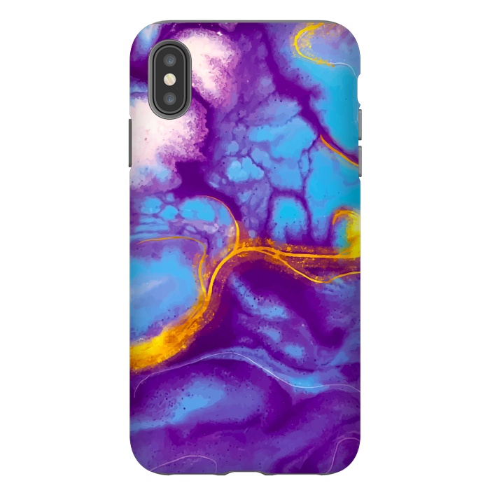 iPhone Xs Max StrongFit blue purple gold marble by haroulita
