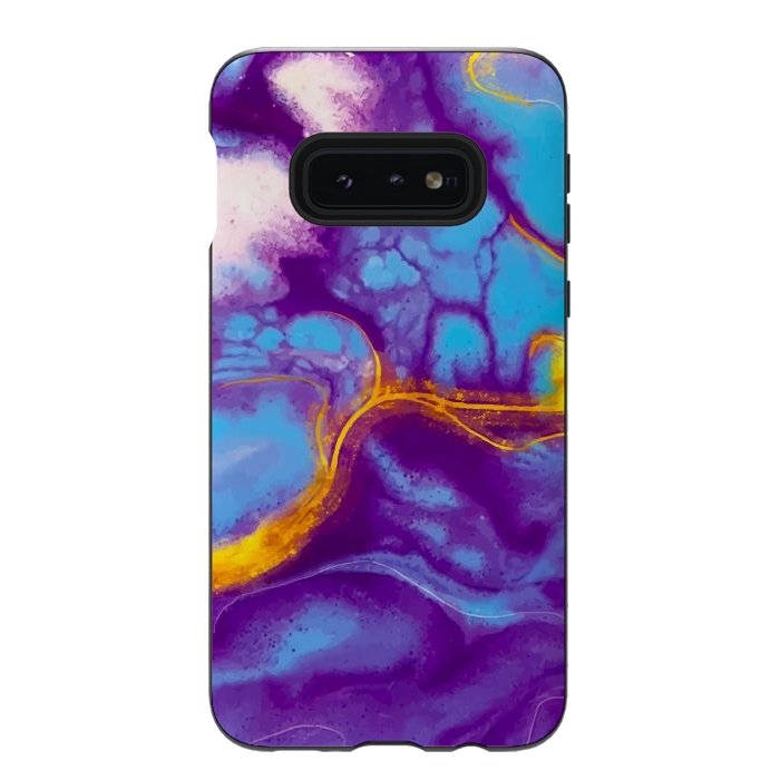 Galaxy S10e StrongFit blue purple gold marble by haroulita