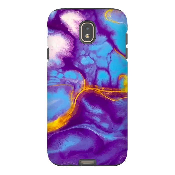 Galaxy J7 StrongFit blue purple gold marble by haroulita