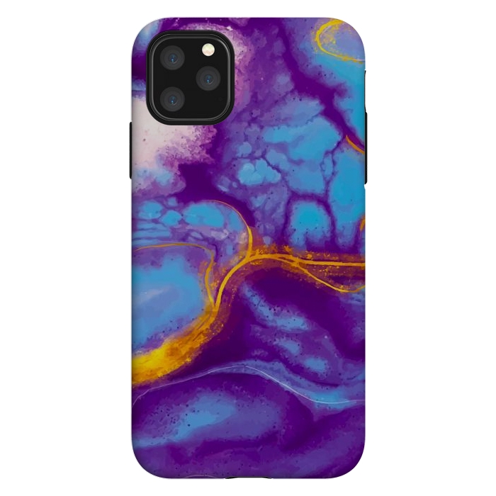 iPhone 11 Pro Max StrongFit blue purple gold marble by haroulita