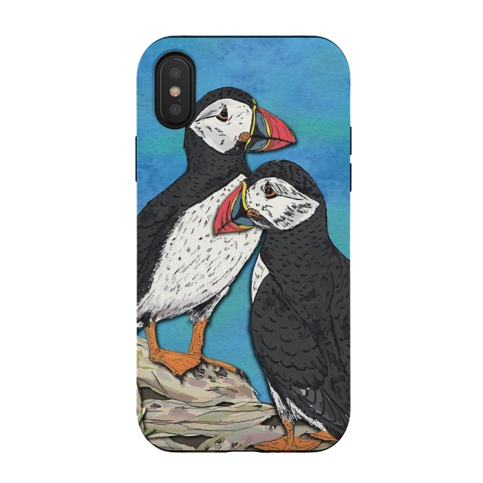 iPhone Xs / X StrongFit Puffin Perfection by Lotti Brown