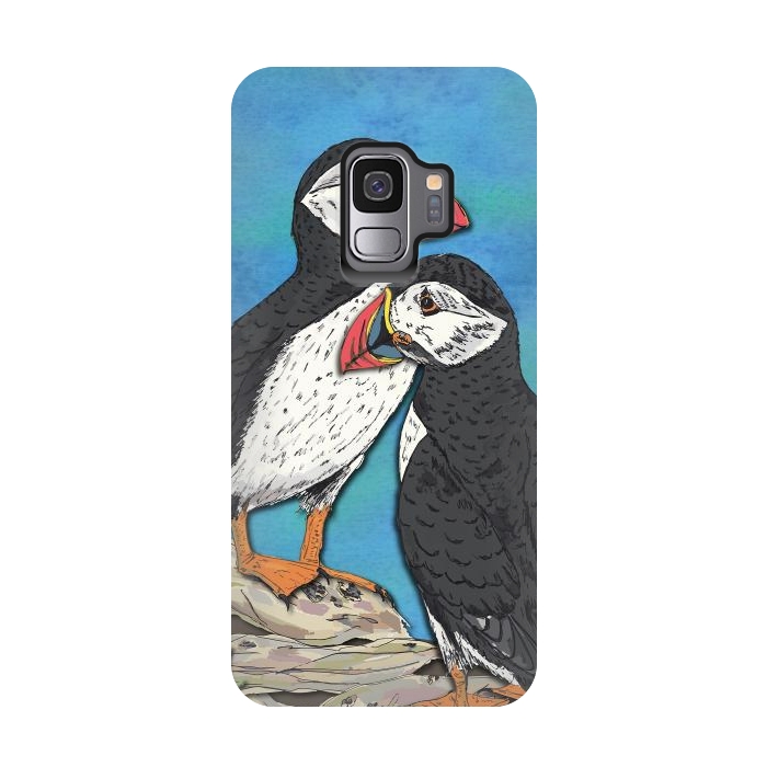 Galaxy S9 StrongFit Puffin Perfection by Lotti Brown
