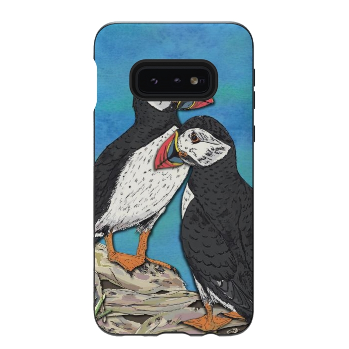 Galaxy S10e StrongFit Puffin Perfection by Lotti Brown