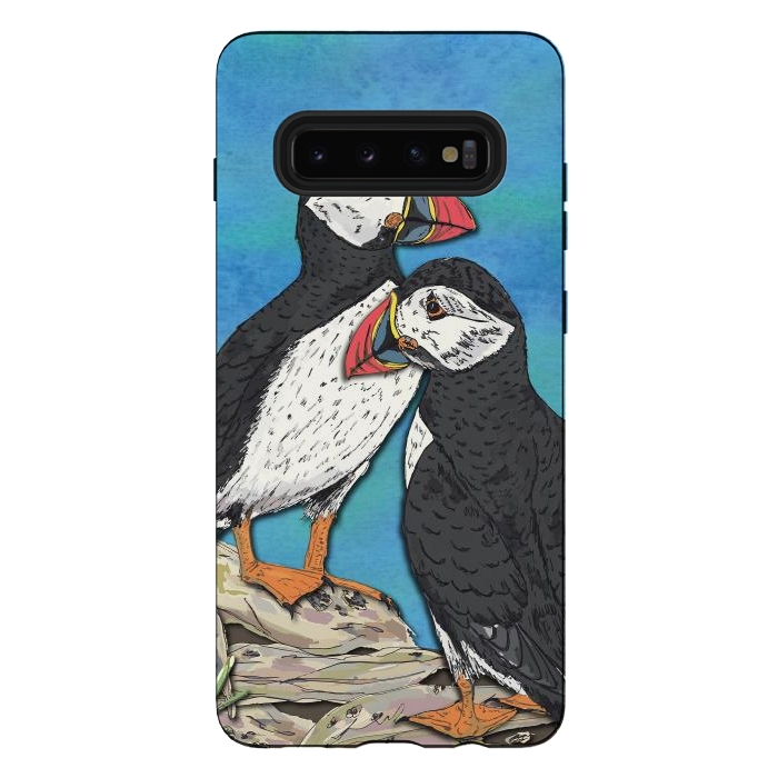 Galaxy S10 plus StrongFit Puffin Perfection by Lotti Brown