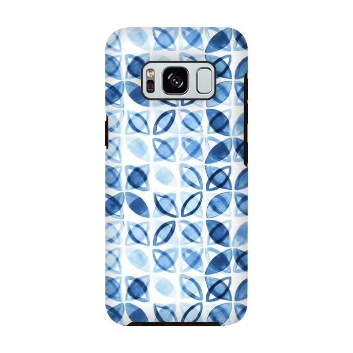 Galaxy S8 StrongFit Blue Watercolor Pattern  by Tigatiga