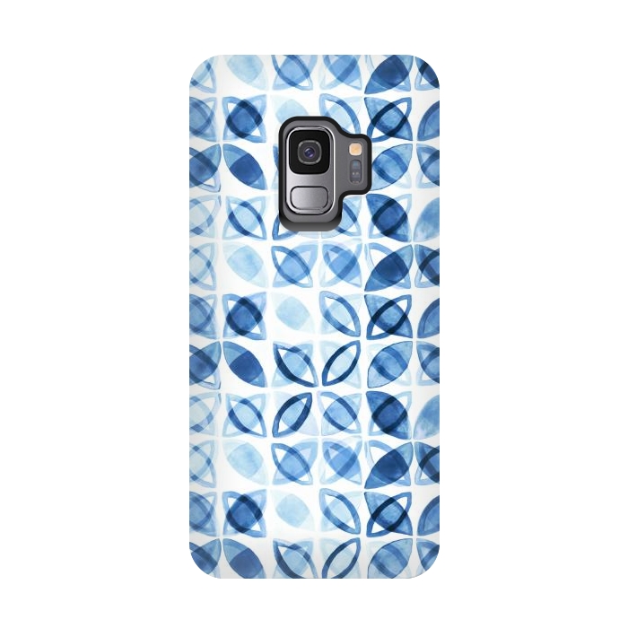 Galaxy S9 StrongFit Blue Watercolor Pattern  by Tigatiga