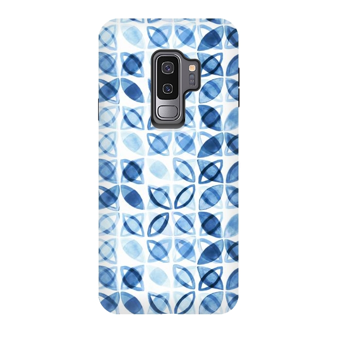 Galaxy S9 plus StrongFit Blue Watercolor Pattern  by Tigatiga