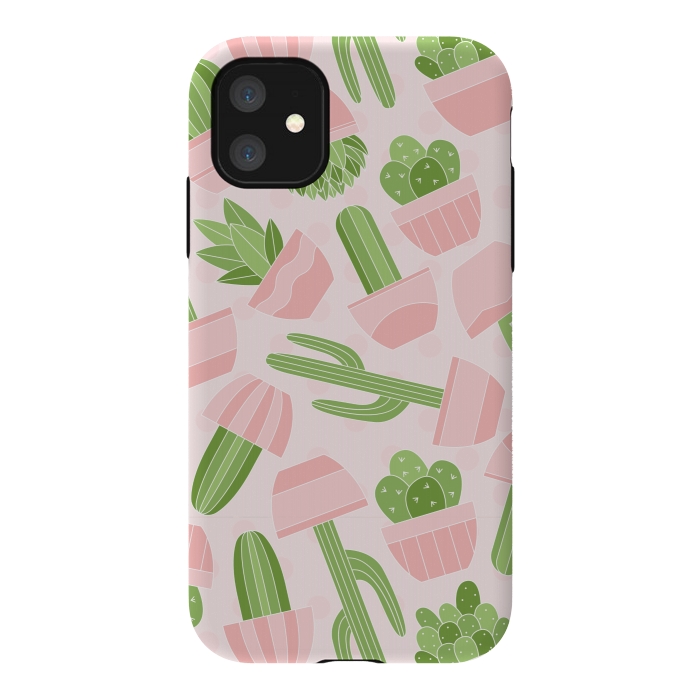 iPhone 11 StrongFit funny cactus print by MALLIKA