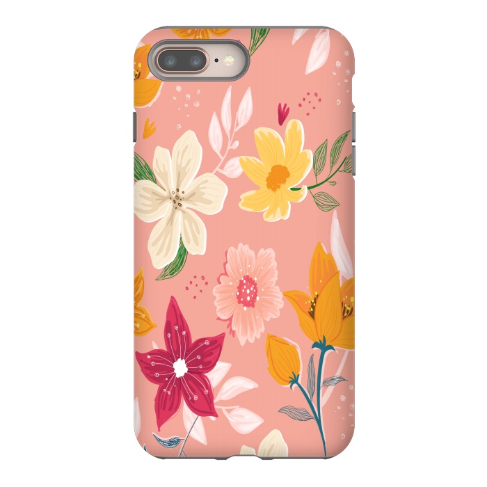 iPhone 7 plus StrongFit peach floral print by MALLIKA