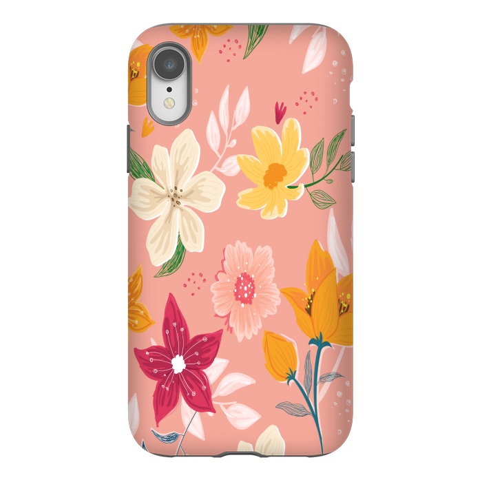 iPhone Xr StrongFit peach floral print by MALLIKA