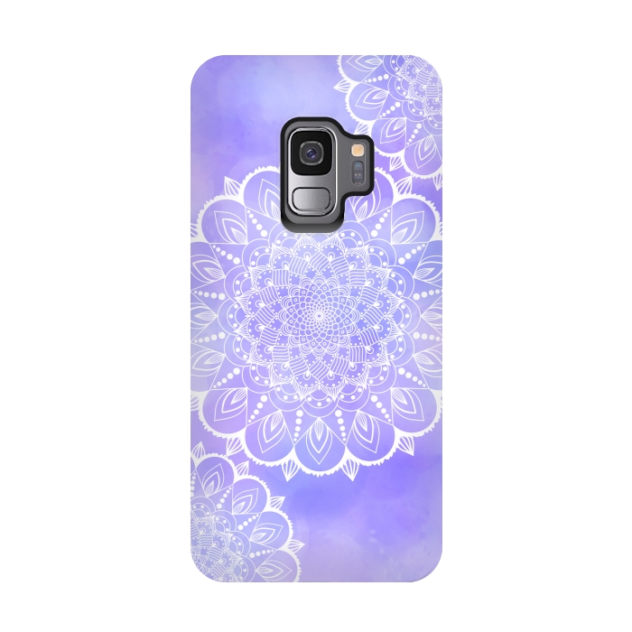 Galaxy S9 StrongFit Purple mandala flowers by Jms