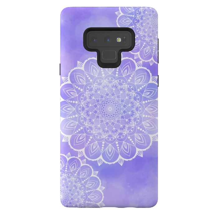 Galaxy Note 9 StrongFit Purple mandala flowers by Jms