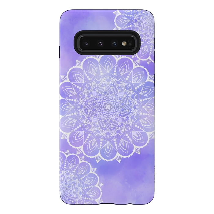 Galaxy S10 StrongFit Purple mandala flowers by Jms
