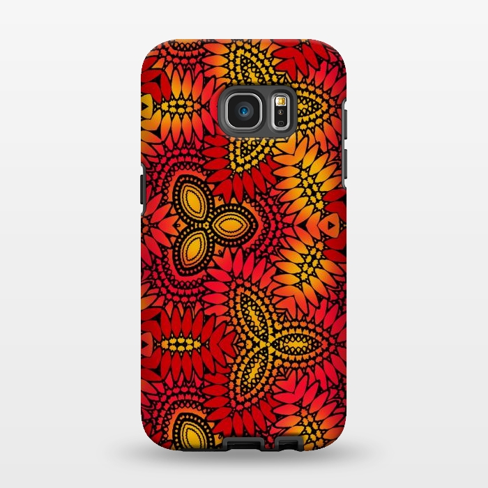 Galaxy S7 EDGE StrongFit Mandala style red and yellow decorative design by Josie