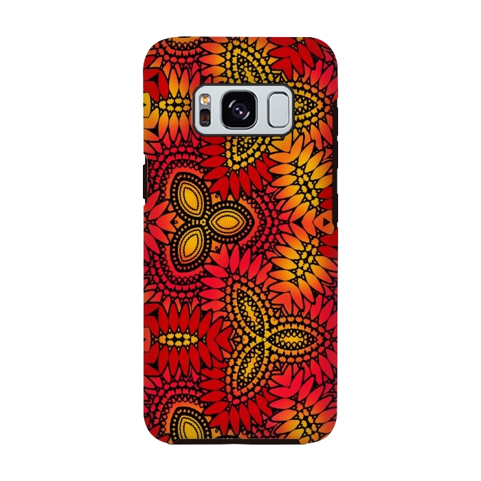 Galaxy S8 StrongFit Mandala style red and yellow decorative design by Josie