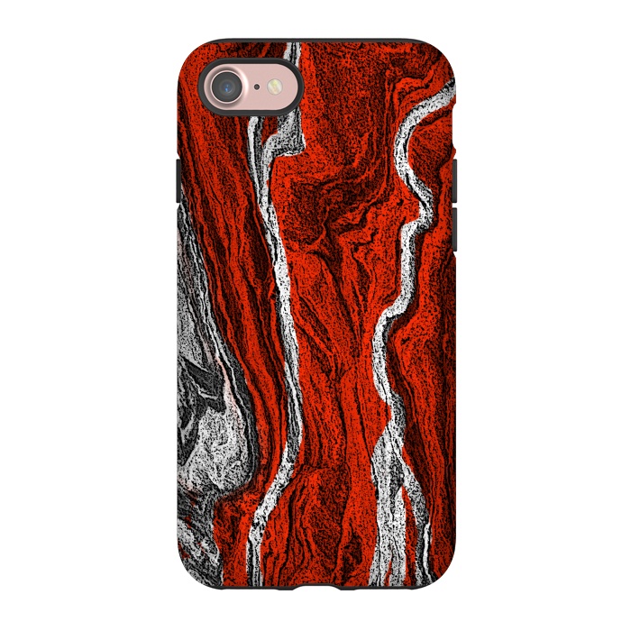 iPhone 7 StrongFit Red and white marble texture design by Josie