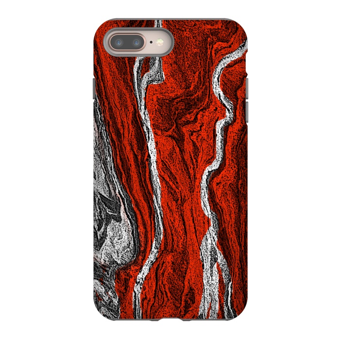 iPhone 7 plus StrongFit Red and white marble texture design by Josie