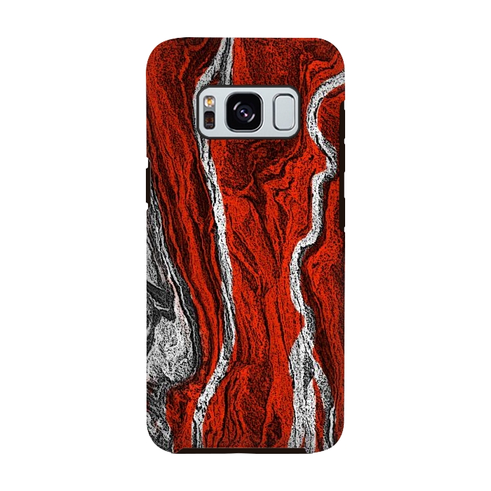 Galaxy S8 StrongFit Red and white marble texture design by Josie
