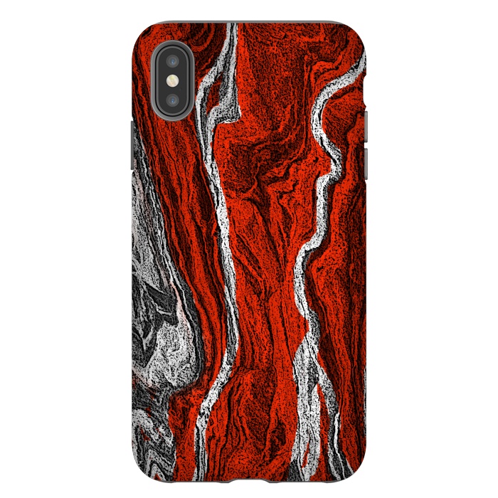 iPhone Xs Max StrongFit Red and white marble texture design by Josie