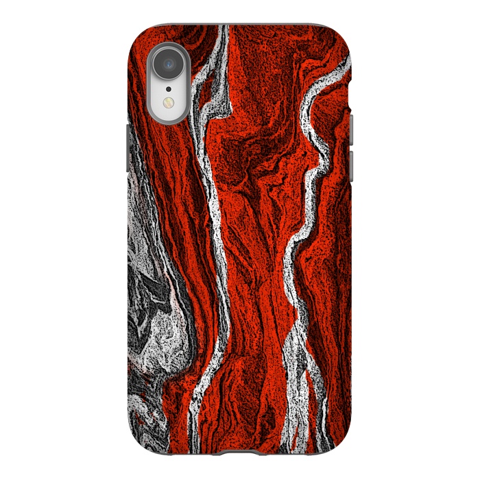 iPhone Xr StrongFit Red and white marble texture design by Josie