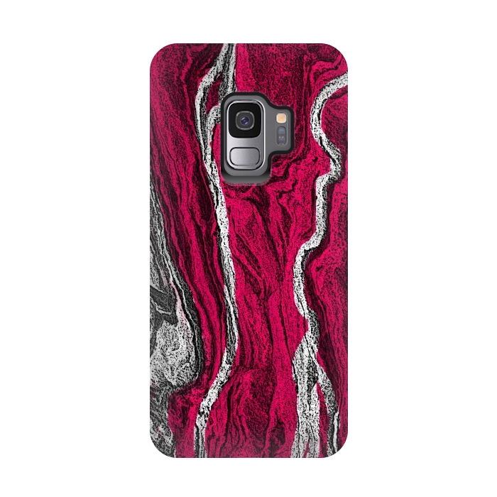 Galaxy S9 StrongFit Pink and white marble textured design by Josie