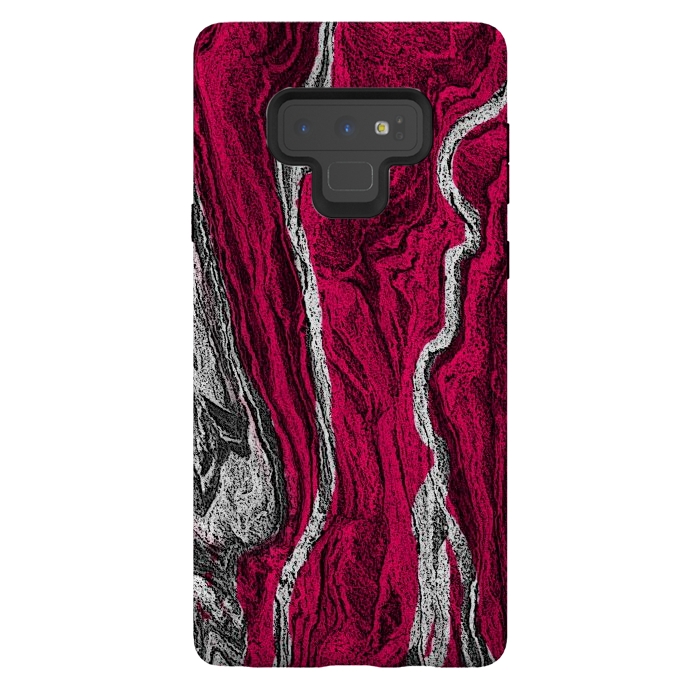 Galaxy Note 9 StrongFit Pink and white marble textured design by Josie