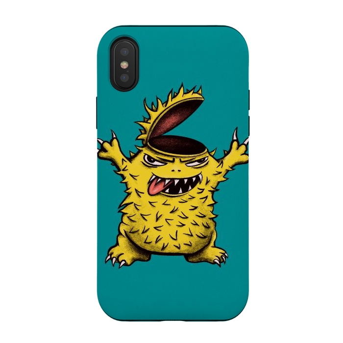 iPhone Xs / X StrongFit Crazy Brainless Chicken Monster Character by Boriana Giormova