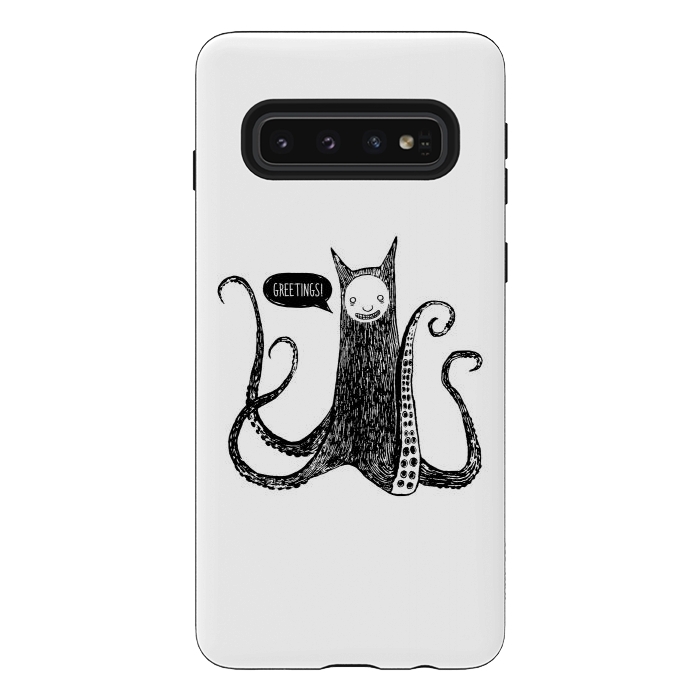 Galaxy S10 StrongFit Greetings from the kraken cat by Laura Nagel