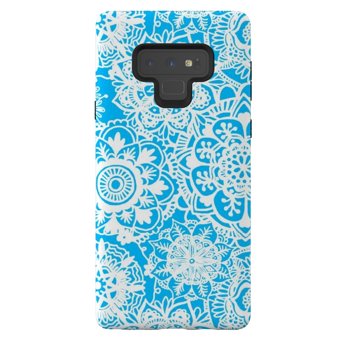 Galaxy Note 9 StrongFit Blue and White Mandala Pattern by Julie Erin Designs