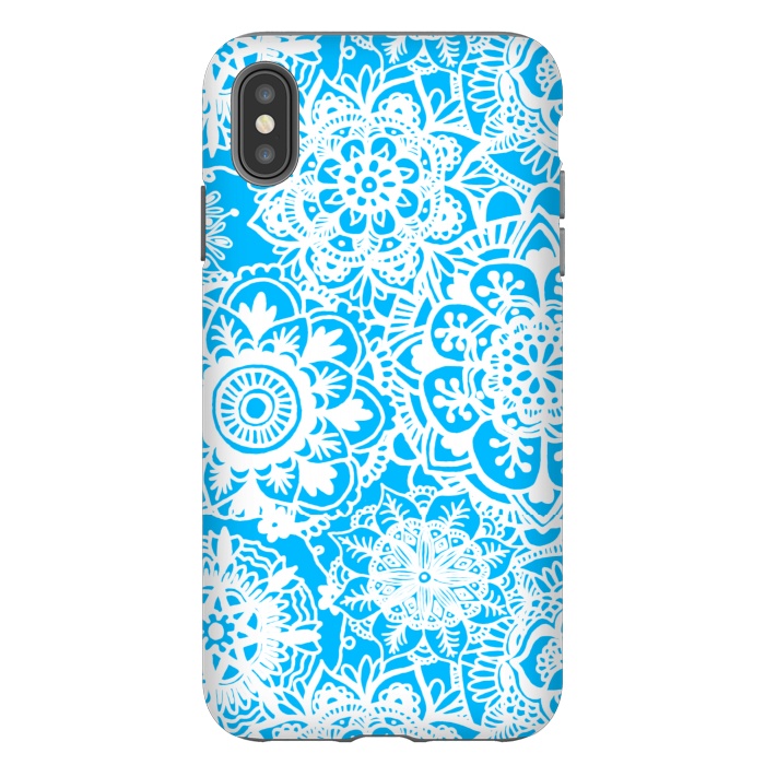 iPhone Xs Max StrongFit Blue and White Mandala Pattern by Julie Erin Designs