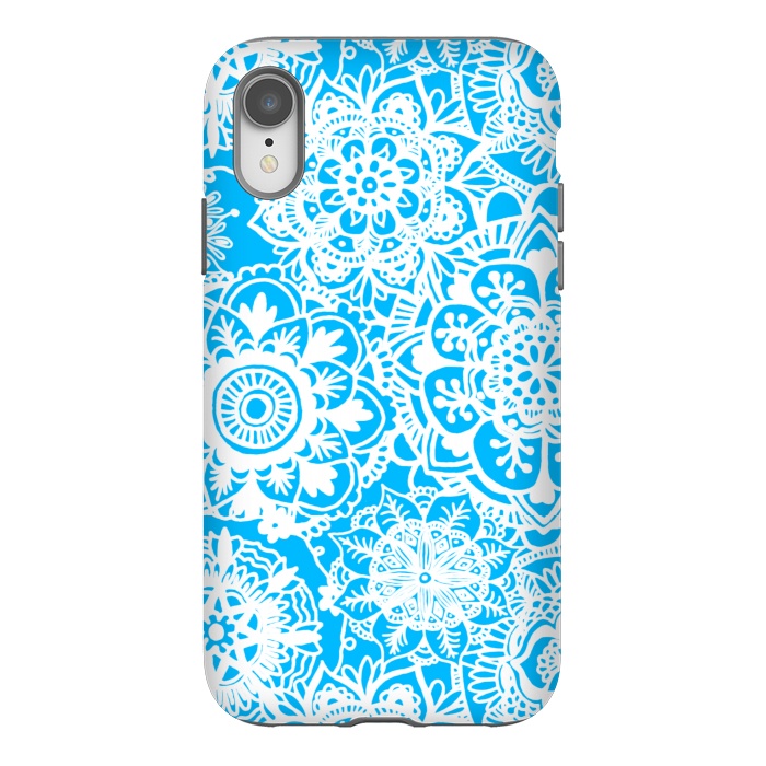 iPhone Xr StrongFit Blue and White Mandala Pattern by Julie Erin Designs