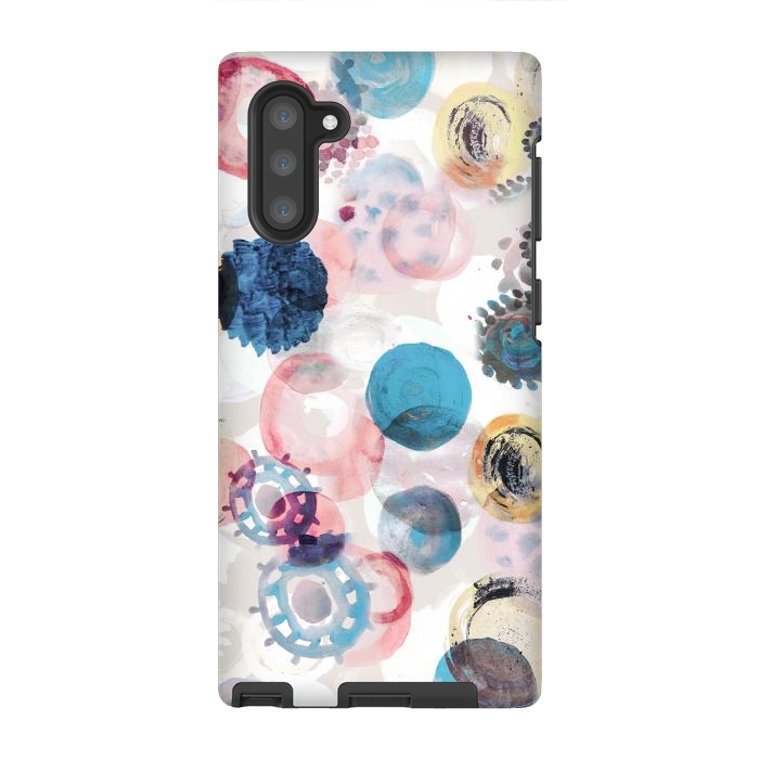 Galaxy Note 10 StrongFit Watercolour playful spots abstract pattern by Oana 
