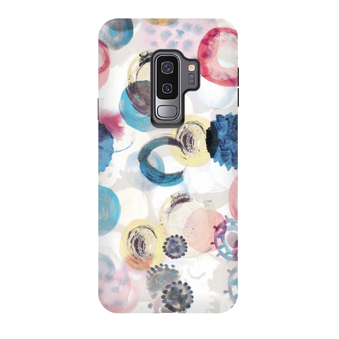 Galaxy S9 plus StrongFit Watercolour playful spots abstract pattern by Oana 