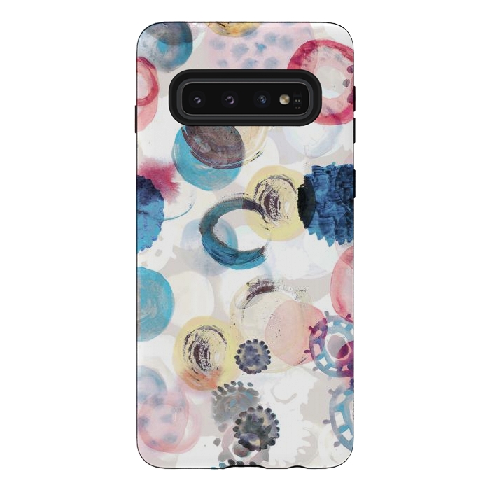 Galaxy S10 StrongFit Watercolour playful spots abstract pattern by Oana 