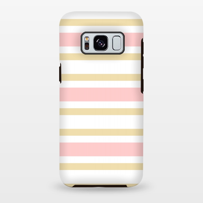 Galaxy S8 plus StrongFit pink golden stripes pattern by MALLIKA
