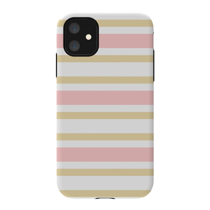 iPhone 11 StrongFit pink golden stripes pattern by MALLIKA