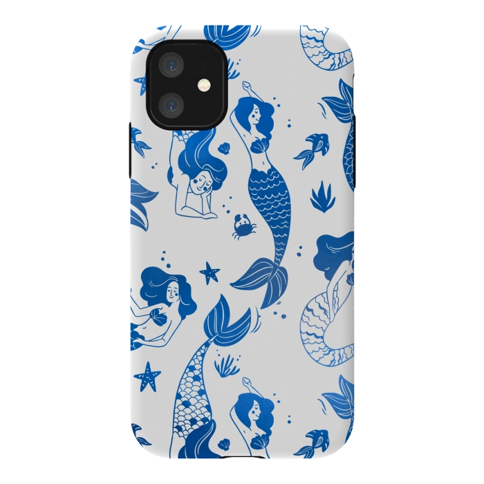 iPhone 11 StrongFit blue mermaid pattern by MALLIKA