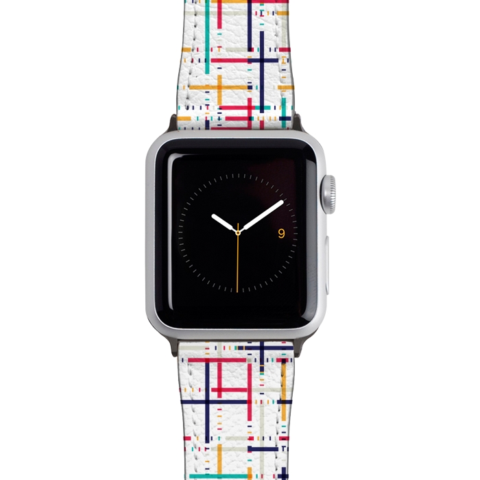 Watch 38mm / 40mm Strap PU leather multi colour checks pattern by MALLIKA