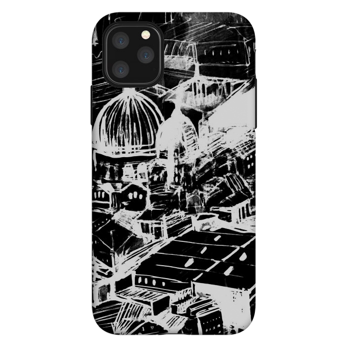 iPhone 11 Pro Max StrongFit Venice Italian cityscape white ink sketch by Oana 