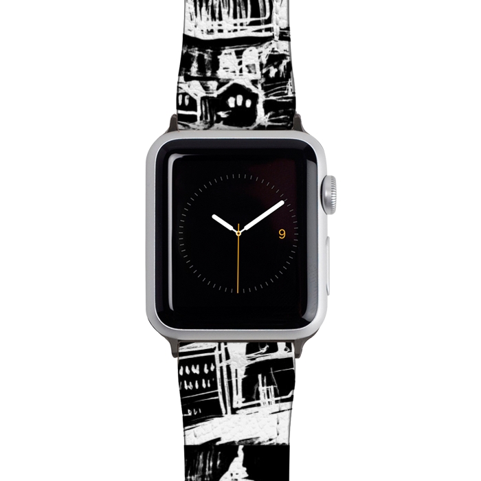 Watch 42mm / 44mm Strap PU leather Venice Italian cityscape white ink sketch by Oana 