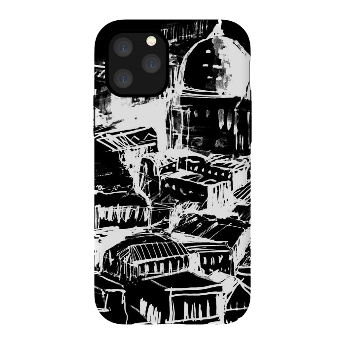 iPhone 11 Pro StrongFit Venice Italian cityscape white ink sketch by Oana 