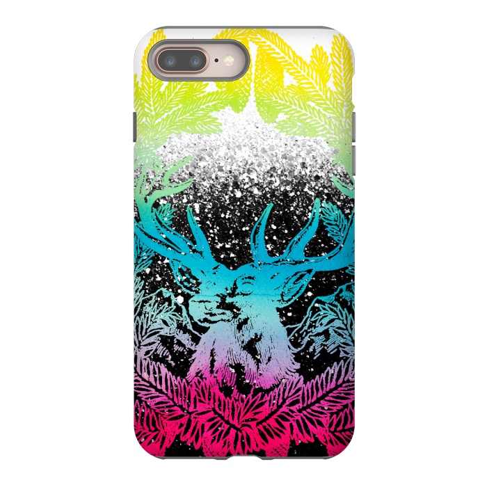 iPhone 7 plus StrongFit Gradient reindeer and pine leaves illustration by Oana 
