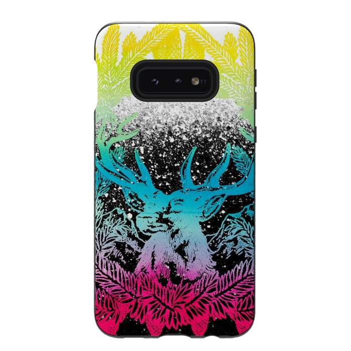 Galaxy S10e StrongFit Gradient reindeer and pine leaves illustration by Oana 