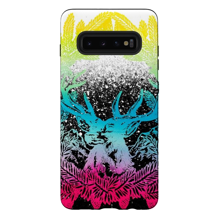 Galaxy S10 plus StrongFit Gradient reindeer and pine leaves illustration by Oana 
