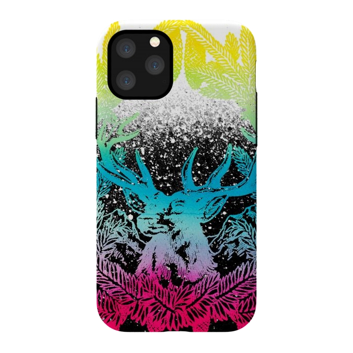 iPhone 11 Pro StrongFit Gradient reindeer and pine leaves illustration by Oana 