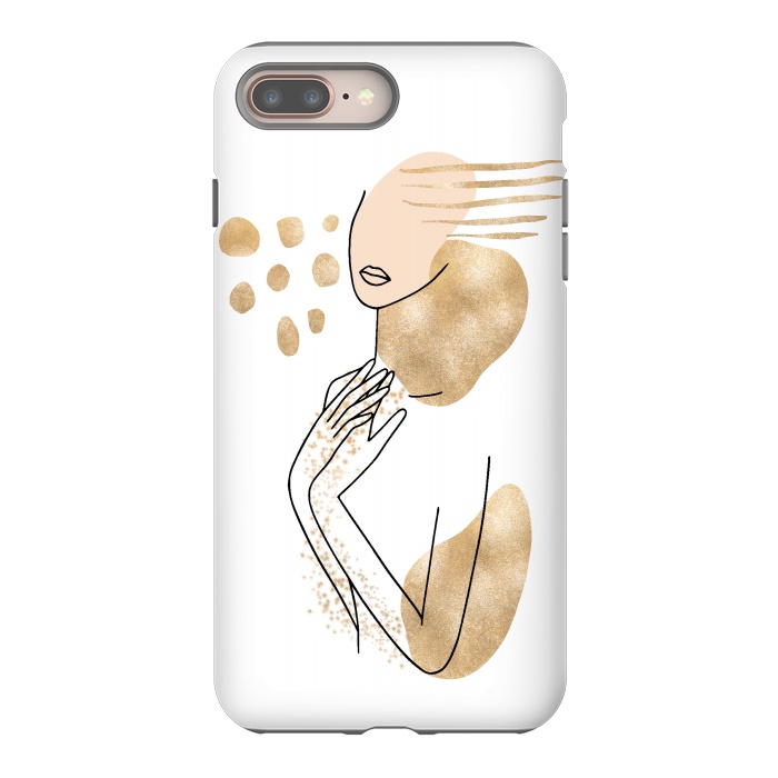 iPhone 7 plus StrongFit Modern Lineart Girl With Gold Shapes by DaDo ART