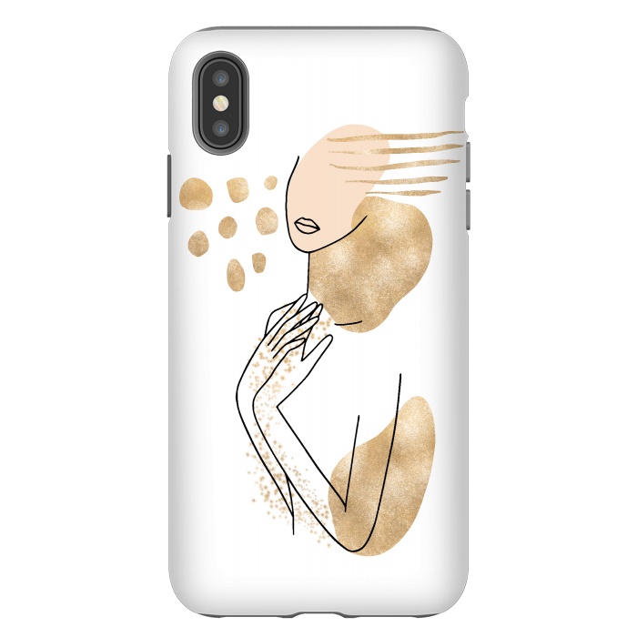 iPhone Xs Max StrongFit Modern Lineart Girl With Gold Shapes by DaDo ART
