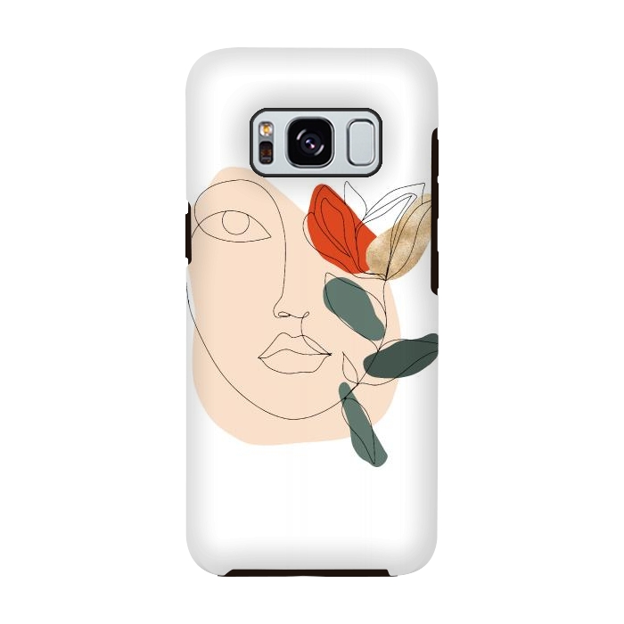 Galaxy S8 StrongFit Lineart Face Floral  by DaDo ART
