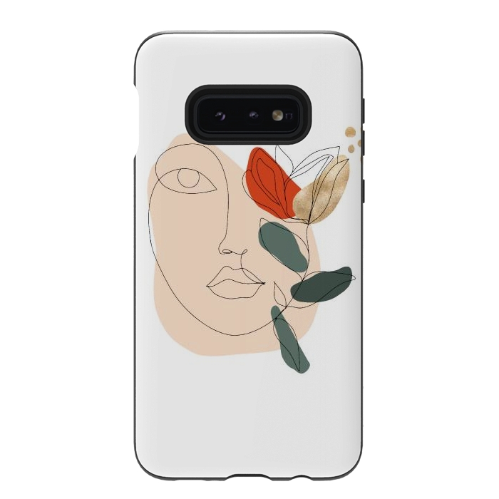 Galaxy S10e StrongFit Lineart Face Floral  by DaDo ART