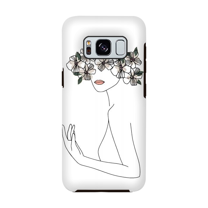 Galaxy S8 StrongFit Lineart - Nymph Girl Floral by DaDo ART